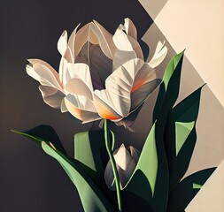Tulip flower geometric texture low polygon Generative AI