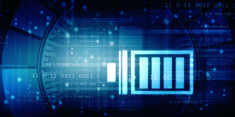 2d rendering Electrical energy and power supply source concept, accumulator battery with charging level indicator