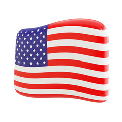 Flag of U.S icon illustration, American flag 3d render isolated