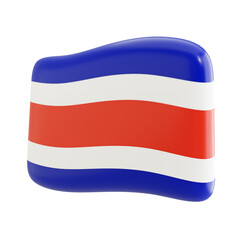 Flag of Costa Rica icon illustration, Costa Rican flag 3d render isolated