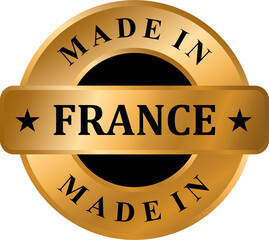 Made in FRANCE Gold Label Stamp, Stamp Round of Nation with 3D Elegant Gold Glossy Effect