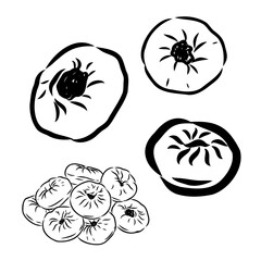 meat pies. Linear drawing by hand. Vintage