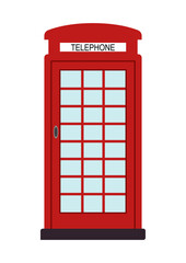 Cartoon red telephone box vector isolated icon on white