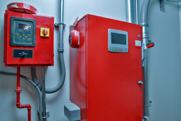 Fire alarm control panel for fire suppression system. Industrial fire control system. generator...