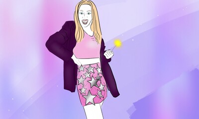girl in a dress with a fan