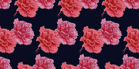 pink and red carnation floral pattern vector for prints, covers, background and textures and graphic designs
