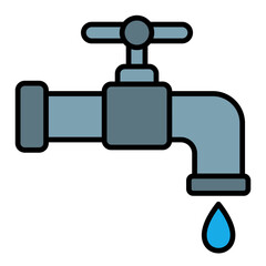 Water Tap Filled Line Icon