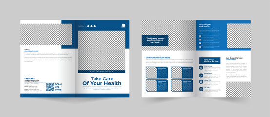 Medical healthcare bi-fold brochure template, Medical brochure design  vector illustration