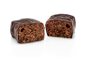 Chocolate coffee or bar broken into two parts. Chocolate