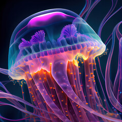 Beautiful macro image of jellyfish.  Generative Ai