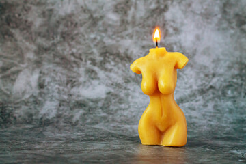 Beeswax candle female woman body shape