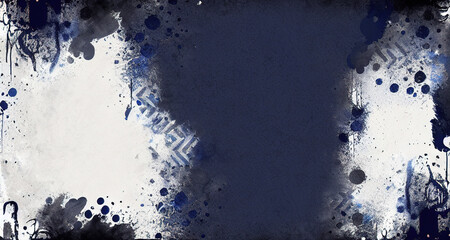 Abstract dark blue background with ink stains spread