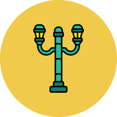 Street Lamp Multicolor Circle Filled Line Icon