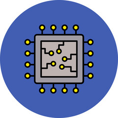 Microchip Multicolor Circle Filled Line Icon