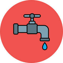 Water Tap Multicolor Circle Filled Line Icon