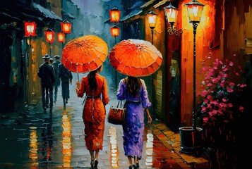 Naklejka premium oil painting style illustration of 