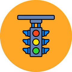 Traffic Light Multicolor Circle Filled Line Icon