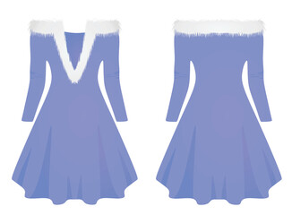 Blue  Santa girl dress. vector illustration