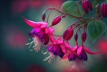 illustration of beautiful pink fuchsia flower 