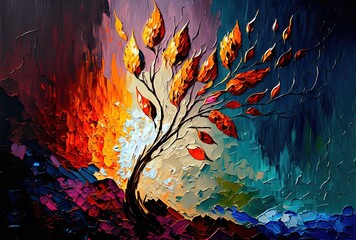 Fototapeta premium oil painting illustration abstract floral background 