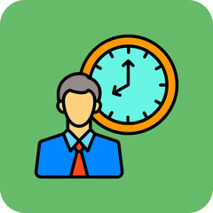 Clock Multicolor Round Corner Filled Line Icon