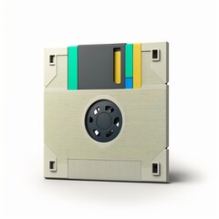 Obraz premium Antique computer floppy disk with white background. AI