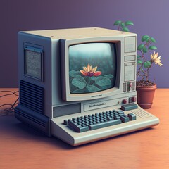 Old computer illustration. AI