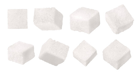 8 square cubes of sugar blocks isolated on transparent - 558703968