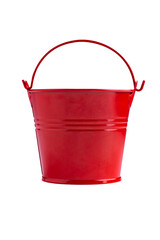 red iron bucket isolated on transparent background