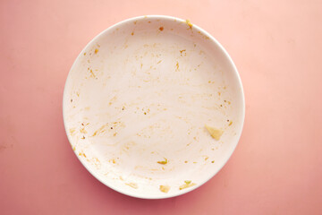 Empty plate after eating on table 