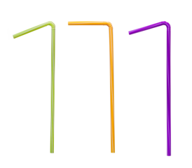 colorful straw collection isolated on transparent background, tube set