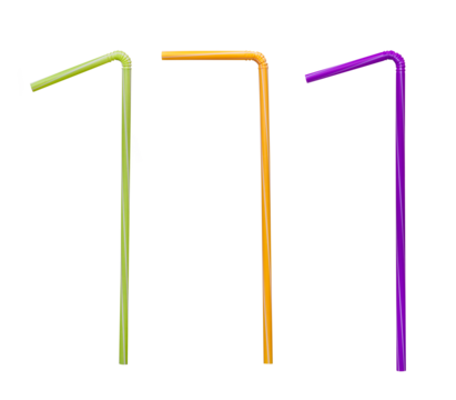 colorful straw collection isolated on transparent background, tube set