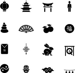 Chinese New Year Icon Fill Style Design