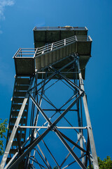The metal tower in the forest