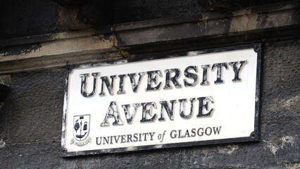 University Avenue in Glasgow street sign - travel photography