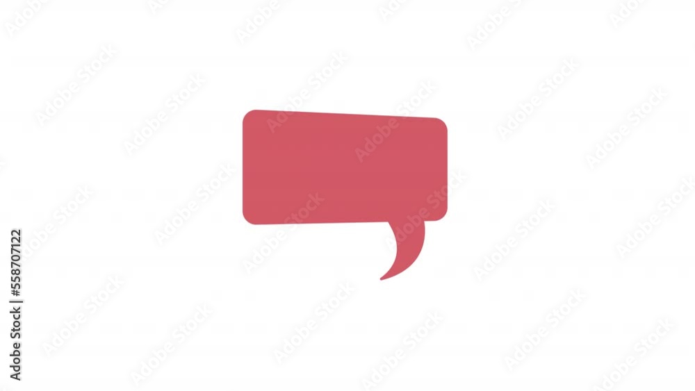 Poster animated red speech bubble element. flat cartoon style hd video footage. talking space. rectangle te