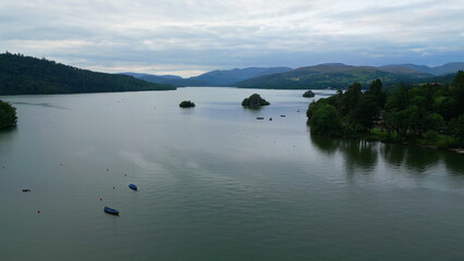 Windermere Lake in the Lake District National Park - aerial view - drone photography