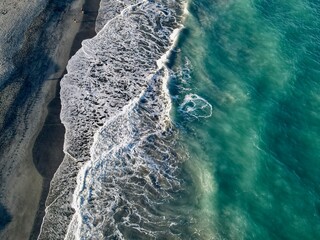 Aerial photo of colorful turquoise ocean water in Jupiter, Florida. USA