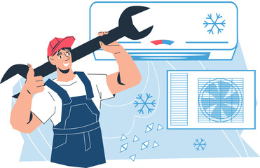 Air conditioner service of   repair and maintenance works logo or emblem design. Air conditioner maintenance service symbol.