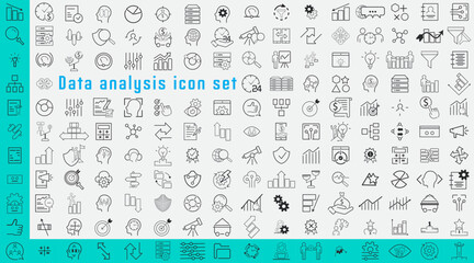 Data analysis icon set. Graphs, statistics,analysis, big data, growth, chart, research