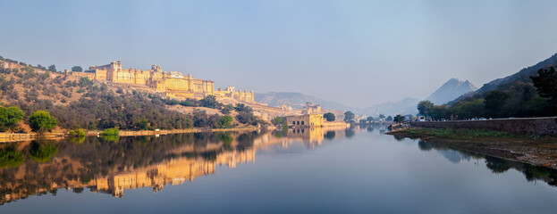 Famous Rajasthan landmark - Panorama of Amer (Amber) fort, Rajasthan, India