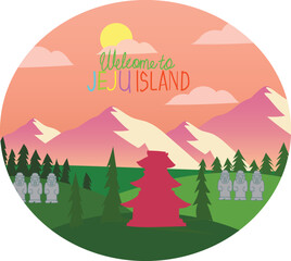 Welcome To Jeju Island vector illustration
