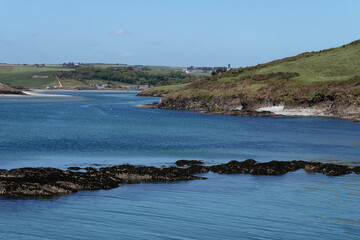 Picturesque sea cliffs on the Irish coast of the Atlantic. Beautiful seaside landscape on a spring day.