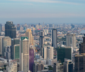 Aerial view of Bangkok Downtown Skyline, Thailand. Financial district and business centers in smart urban city in Asia. Skyscraper and high-rise buildings.