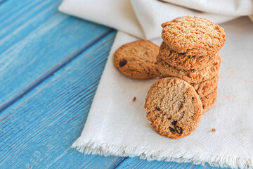 Chocolate cookies on wooden table 