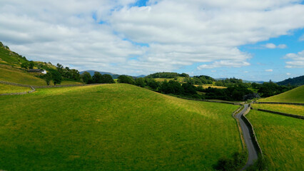 Fototapeta na wymiar Beautiful landscape of Yorkshire Dales National Park - drone photography