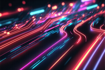 modern neon light moving high speed background. Generative AI