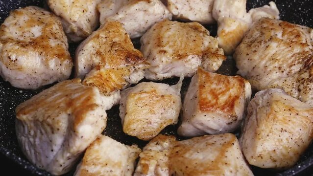 fry the pieces of turkey meat in a frying pan with the addition of oil
