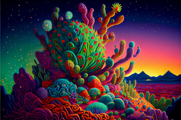 Generative AI abstract render of a Mexican fantasy landscape