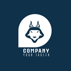 Logo design template, with wolf head icon